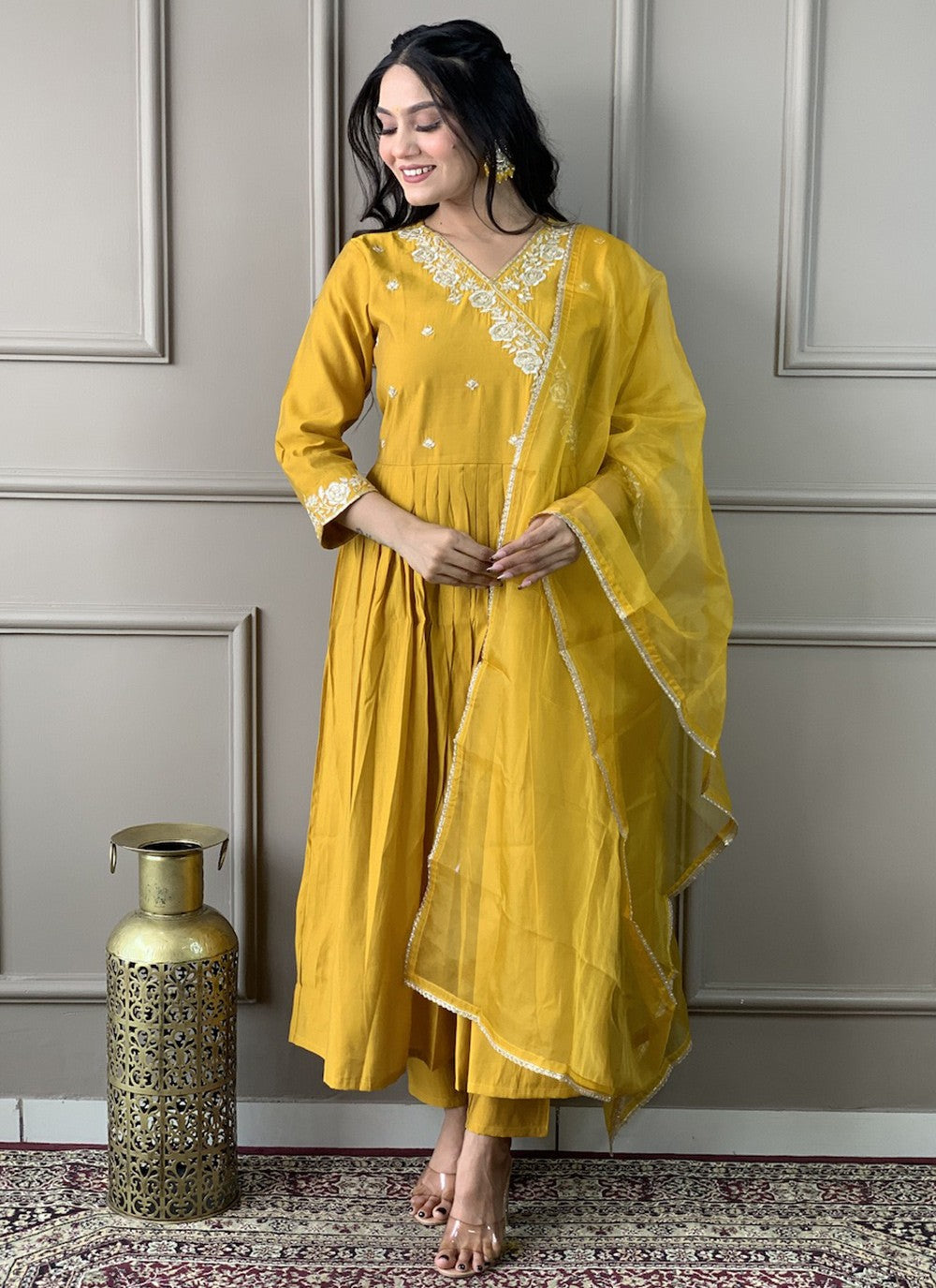 Chanderi , Viscose Pant Style Suit - T3500