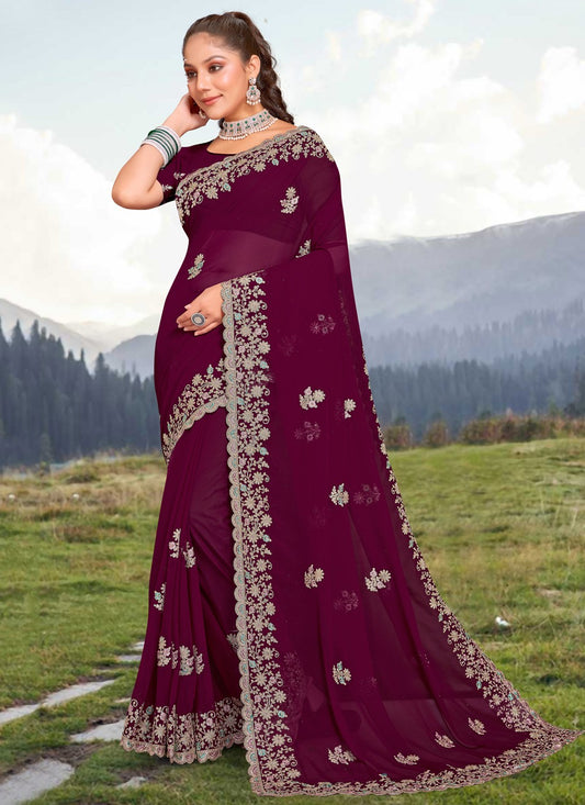 Classic Embroidered Georgette Saree - S3966