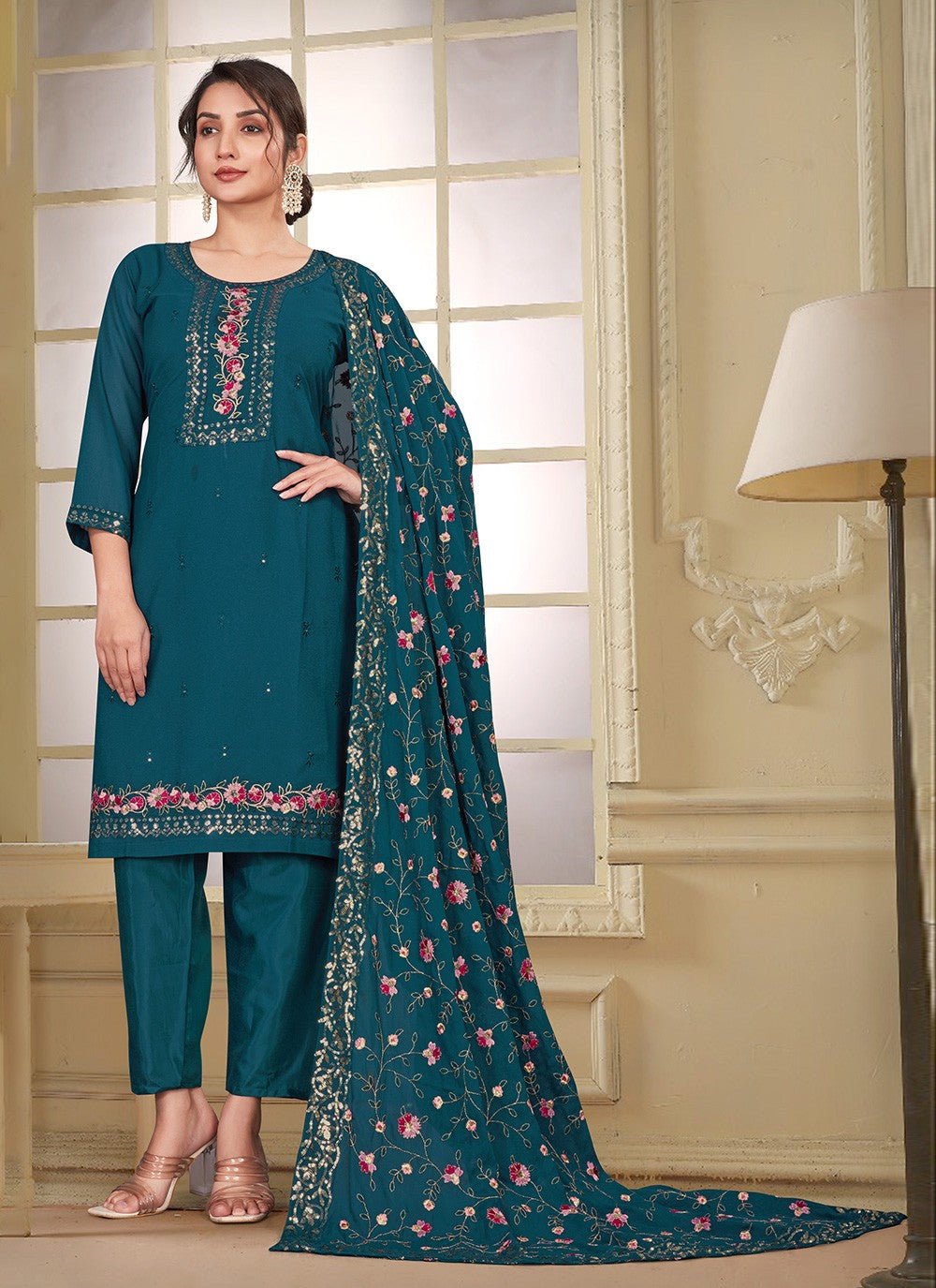 Georgette Pant Style Suit - T4052