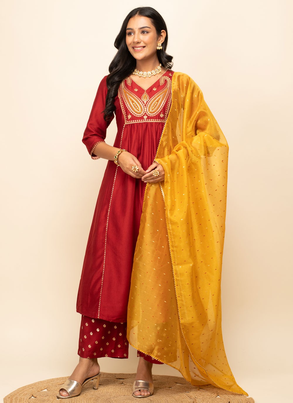 Faux Crepe Salwar Suit - T1674