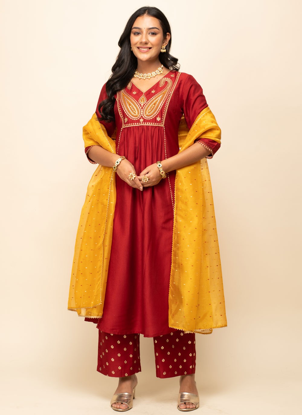 Faux Crepe Salwar Suit - T1674