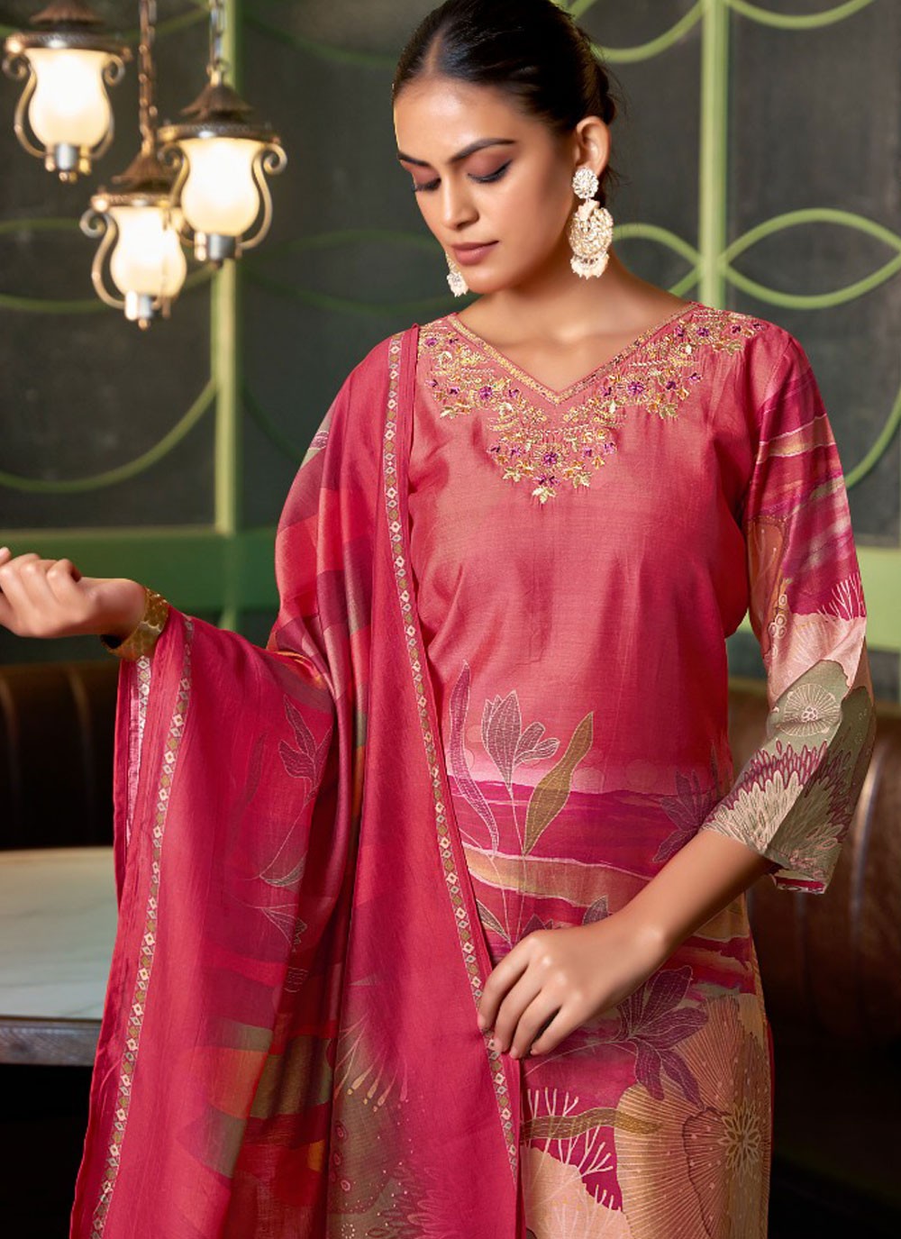 Silk, Viscose Salwar Suit - T3757