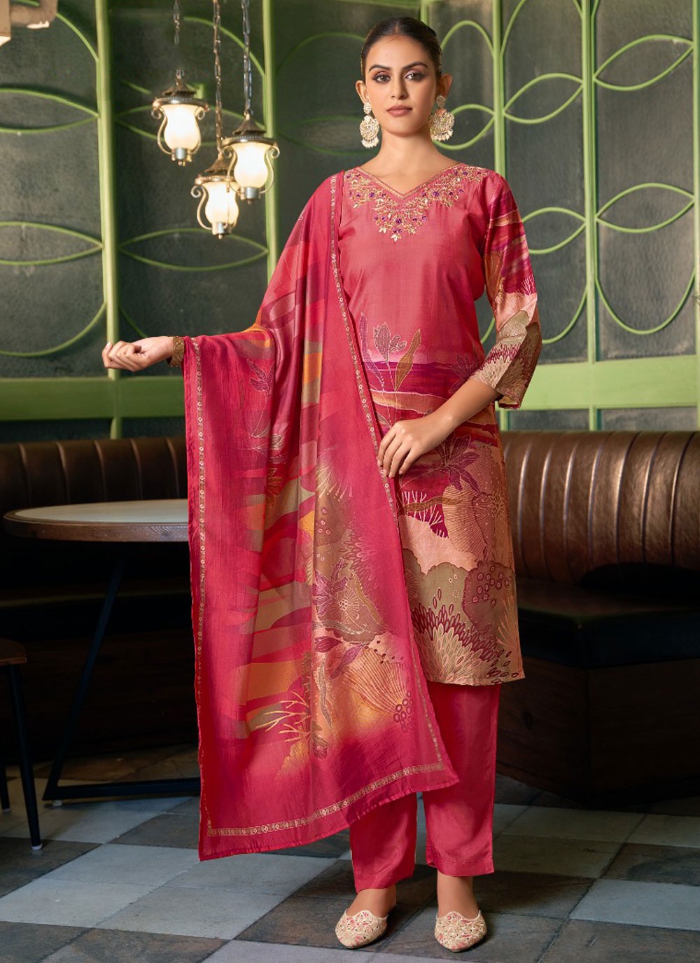 Silk, Viscose Salwar Suit - T3757