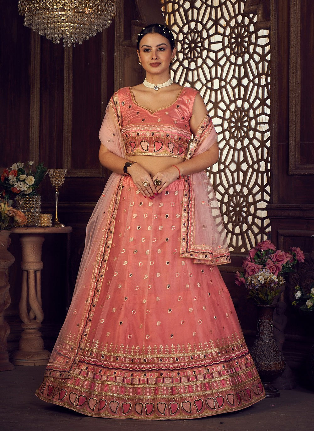 Embroidered Silk A - Line Lehenga - L1756