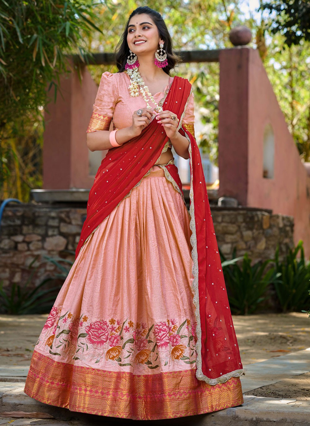 Embroidered Cotton Silk A - Line Lehenga - L1831