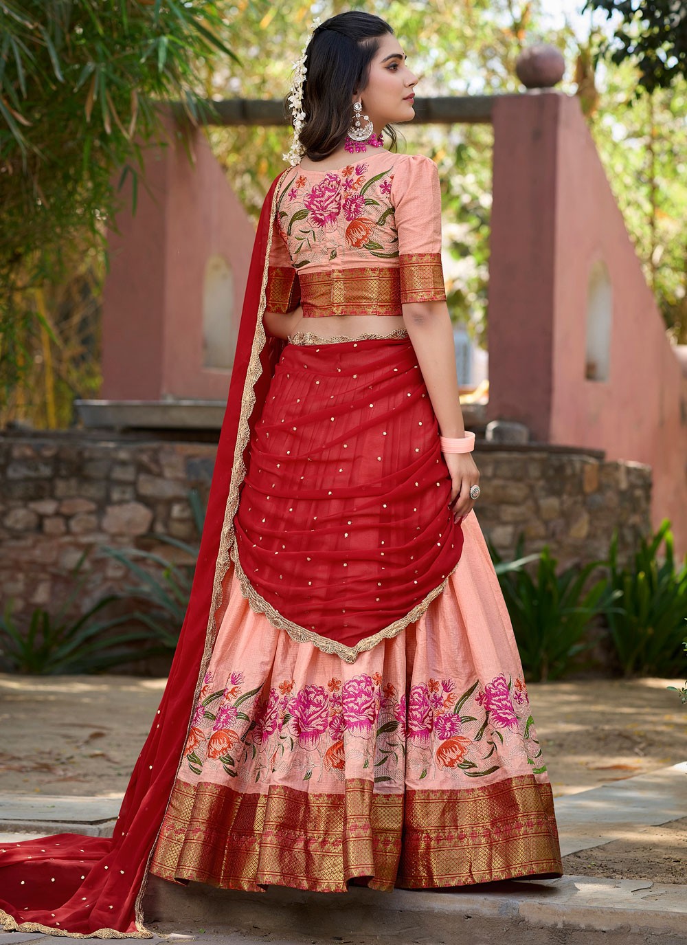 Embroidered Cotton Silk A - Line Lehenga - L1831