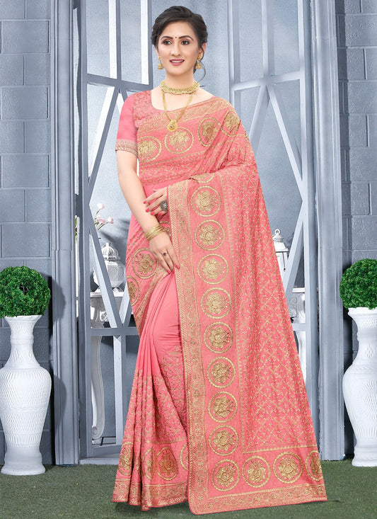 Traditional Embroidered Fancy Fabric Saree - S0501