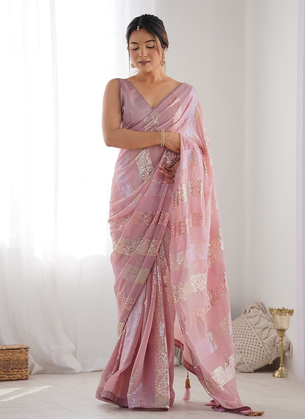 Embroidered, Sequins Georgette Saree - S12066