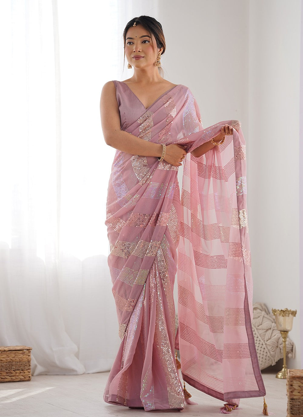 Embroidered, Sequins Georgette Saree - S12066