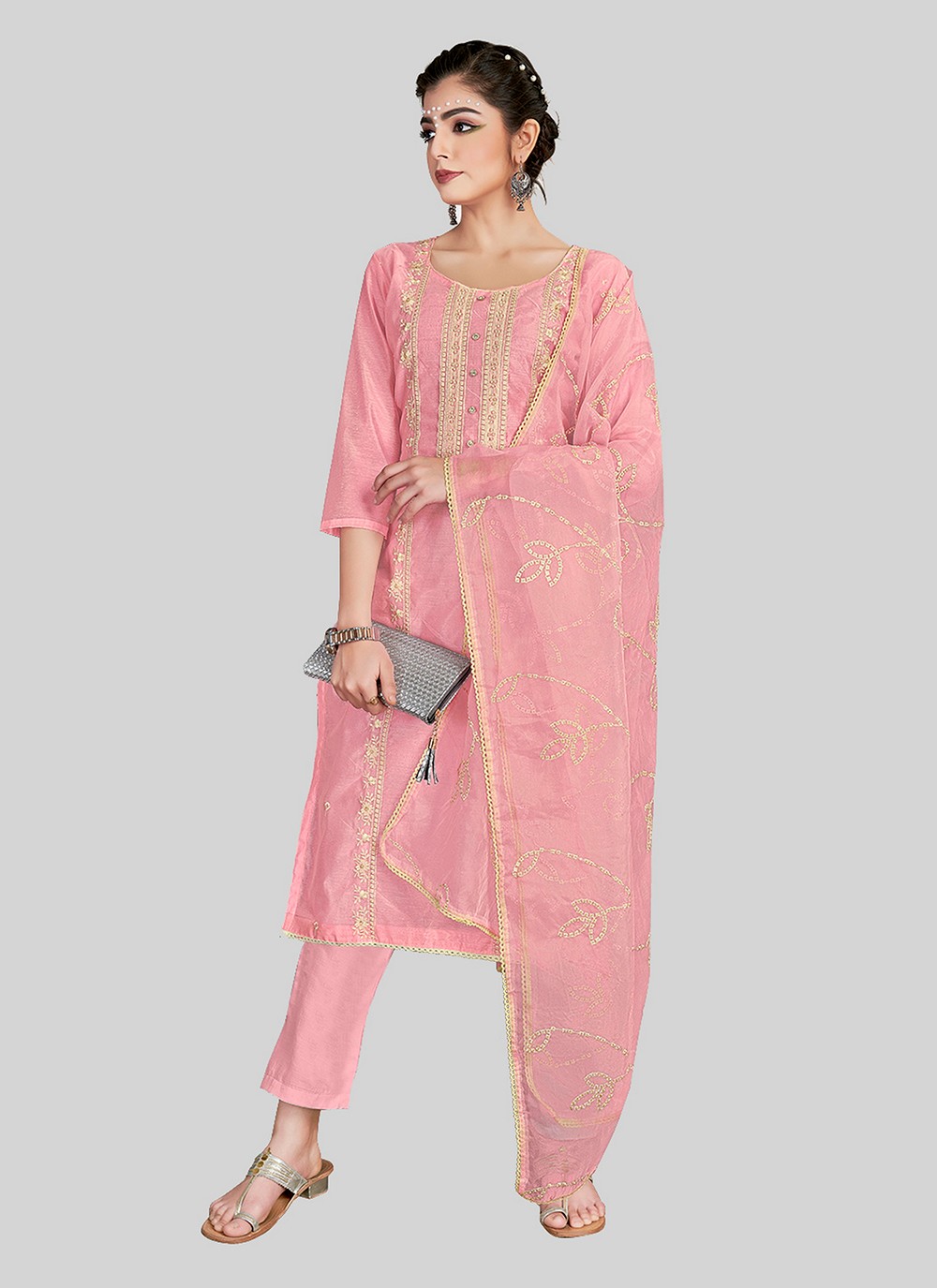 Chanderi Silk Pant Style Suit - T2518