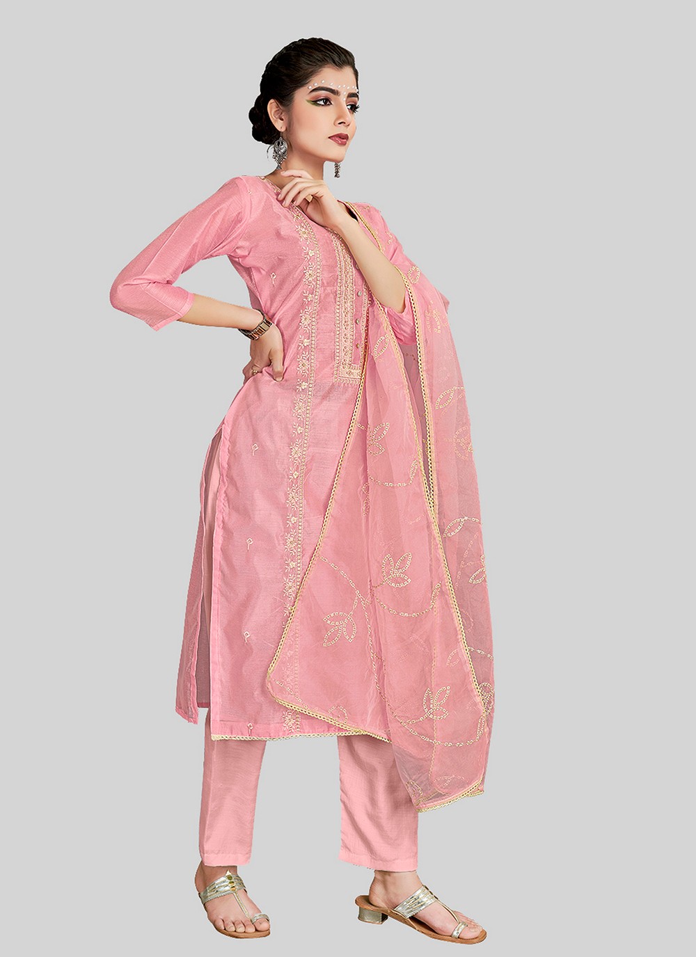 Chanderi Silk Pant Style Suit - T2518