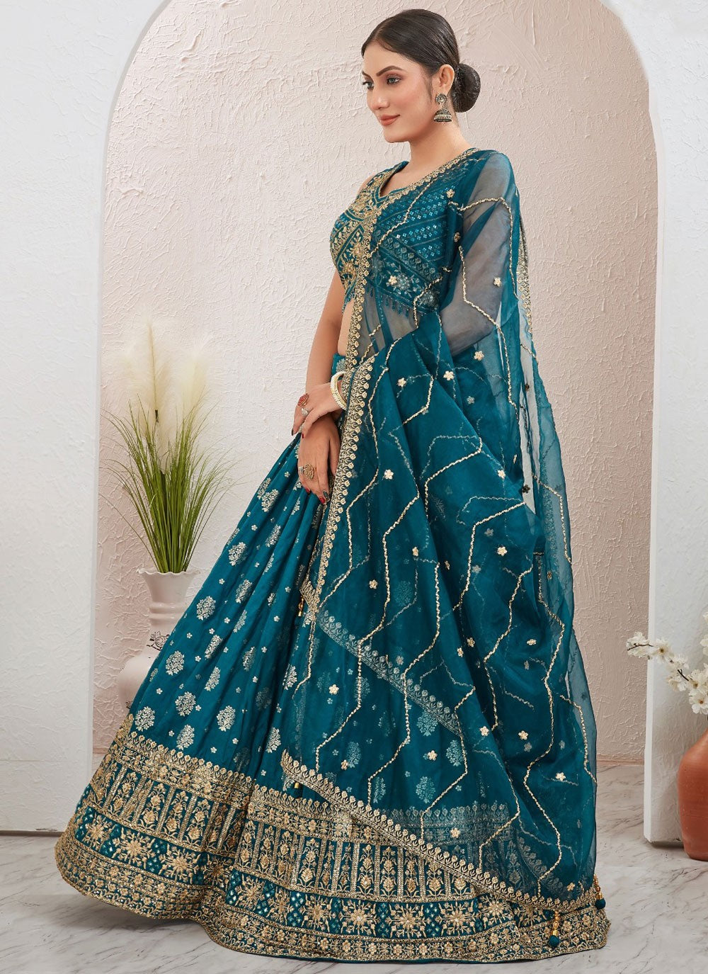 Embroidered Pure Dola Lehenga - L3098