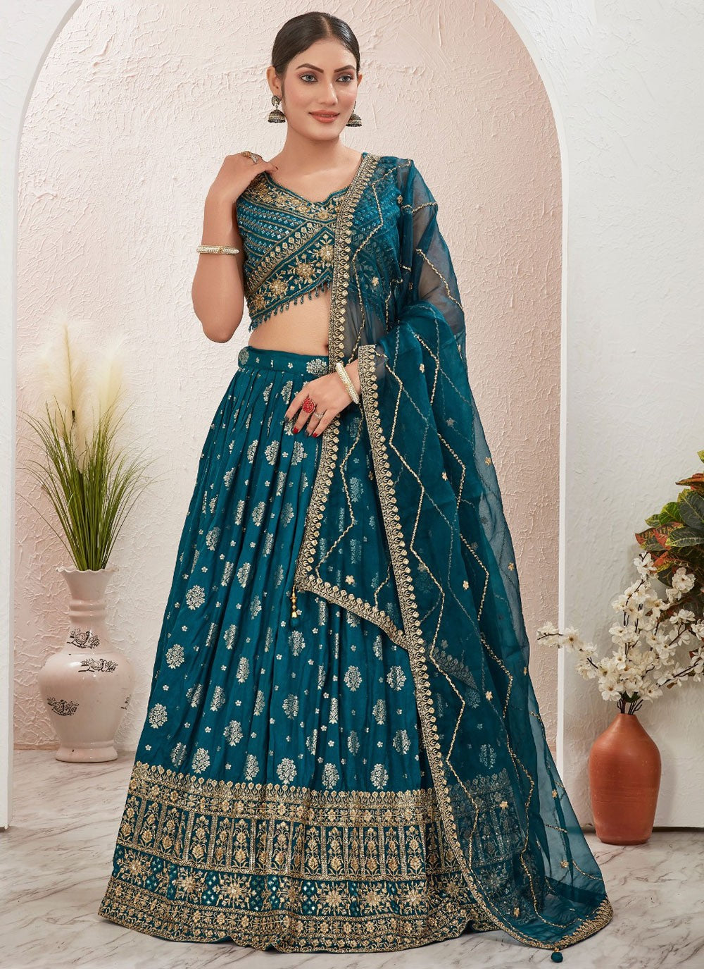 Embroidered Pure Dola Lehenga - L3098