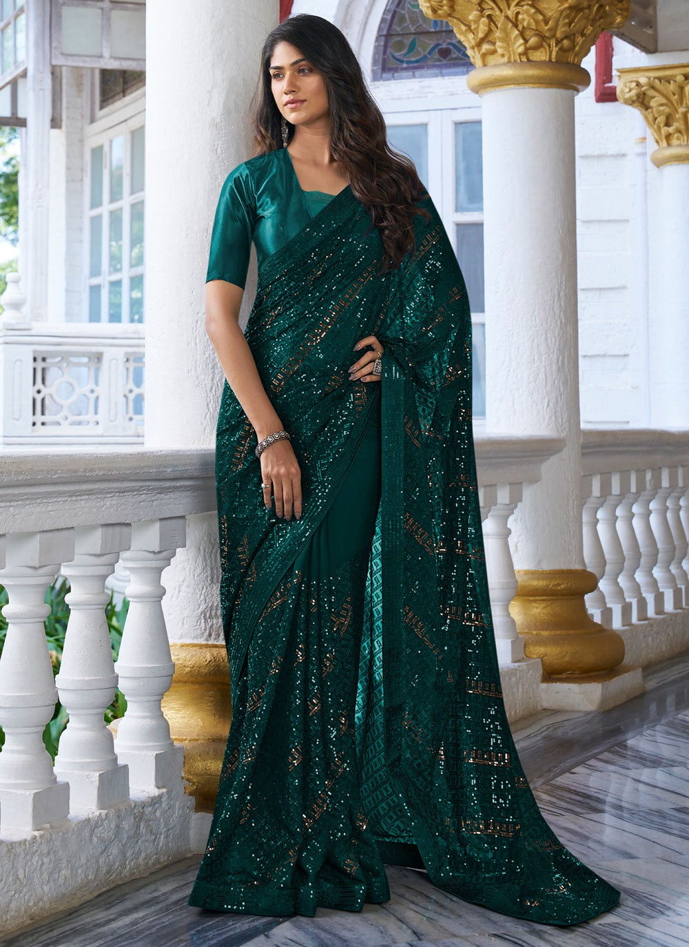 Saree Embroidered Georgette Saree - S4295