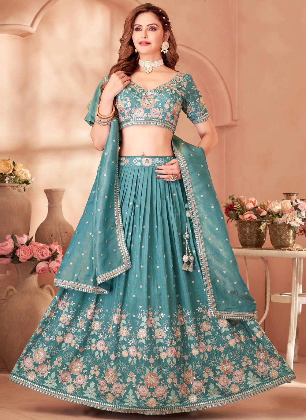 Embroidered Silk Lehenga - L3130