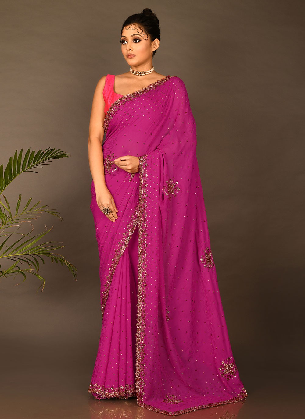 Trendy Embroidered Kanchipuram Silk Saree - S1707