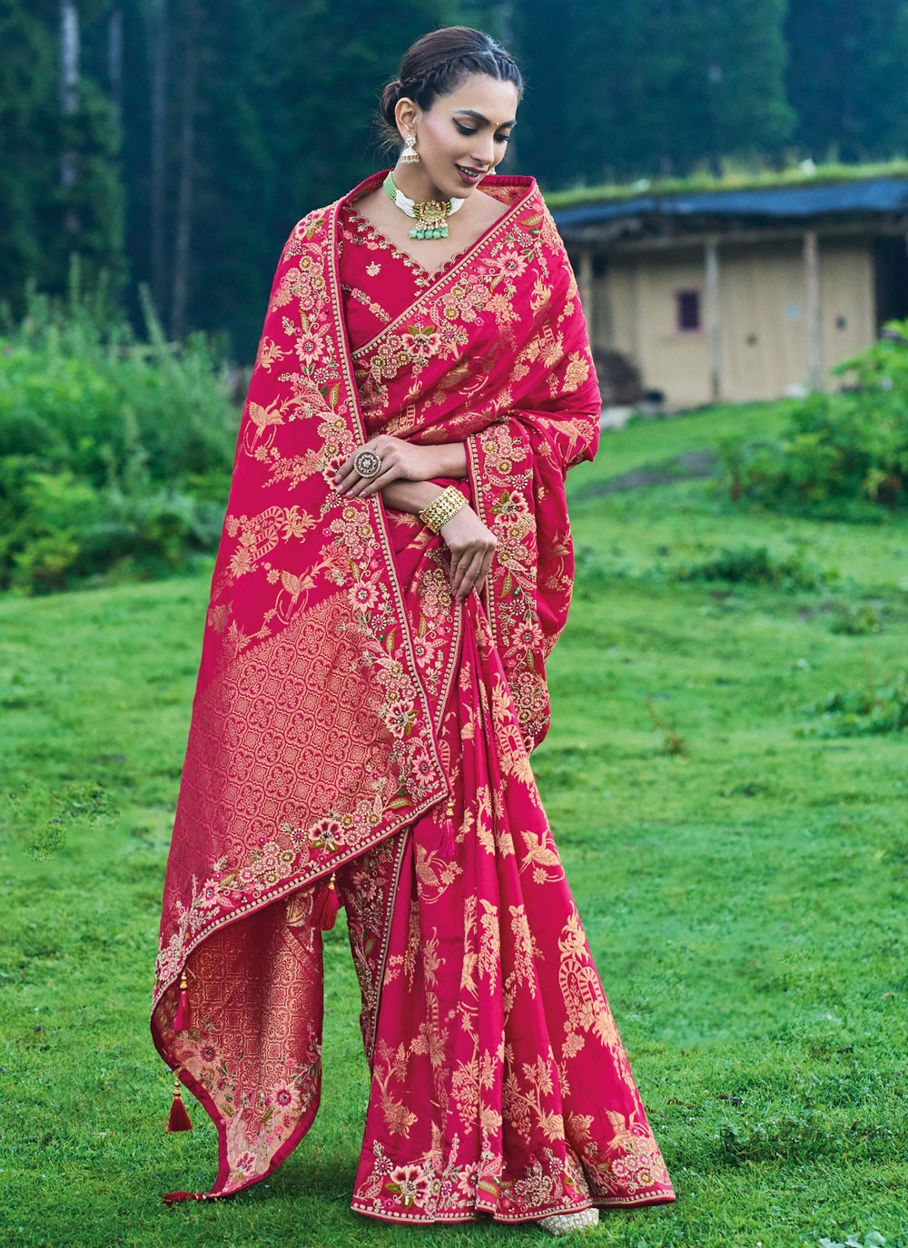 Classic Embroidered Silk Saree - S4410