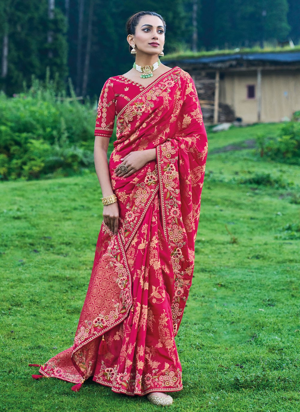 Classic Embroidered Silk Saree - S4410