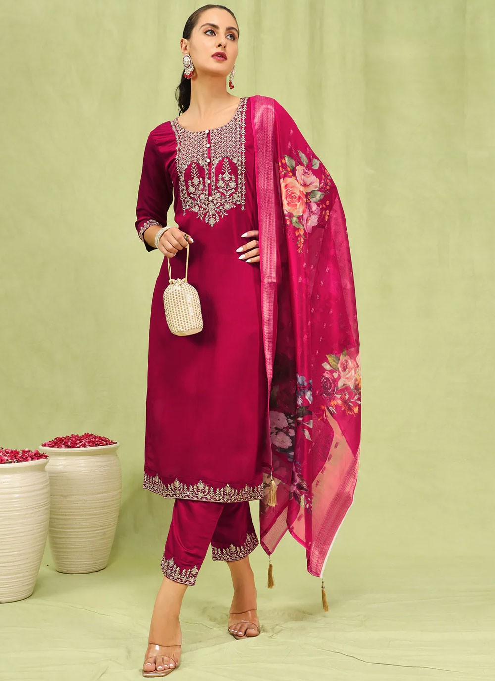 Silk Blend Salwar Suit - T3670