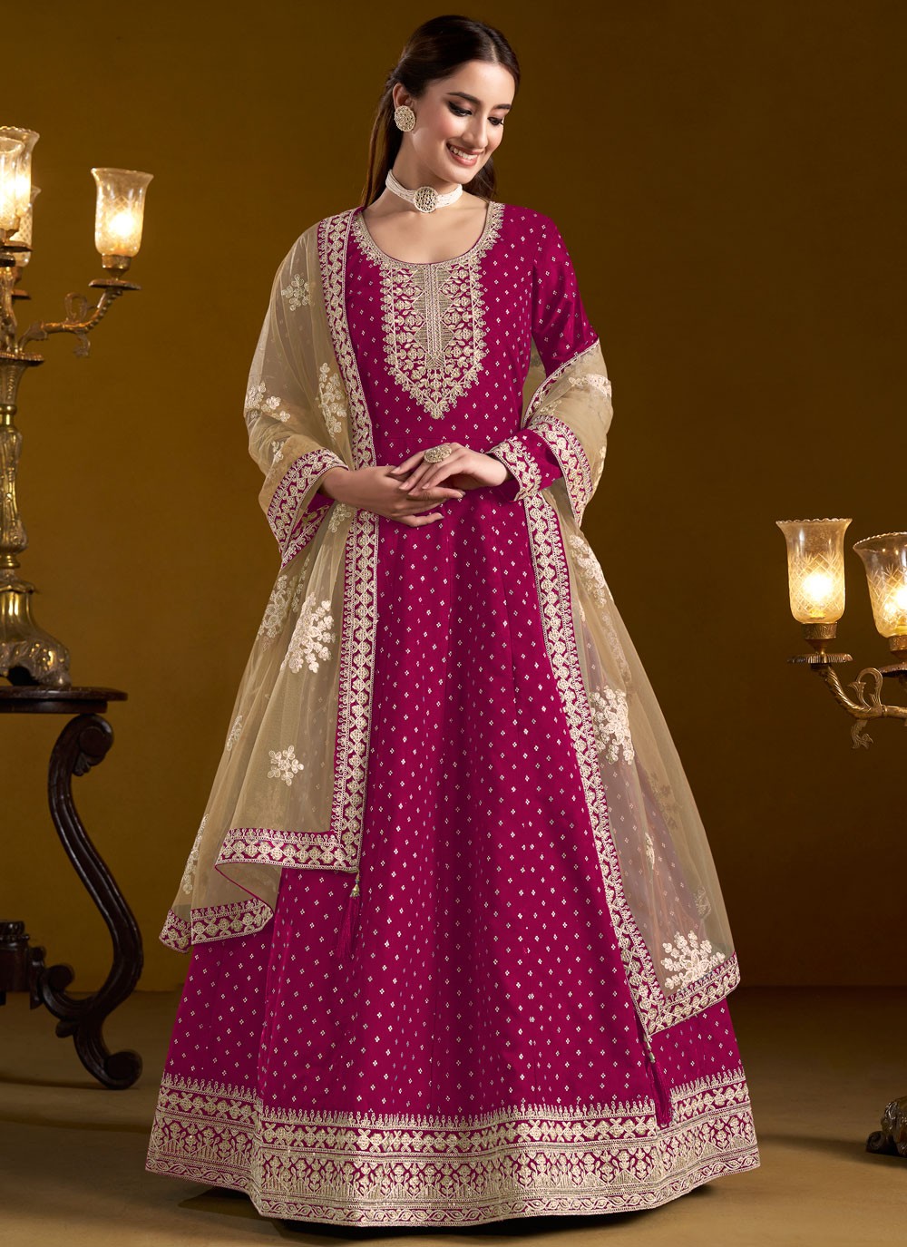 Chanderi Floor Length Anarkali - T3766