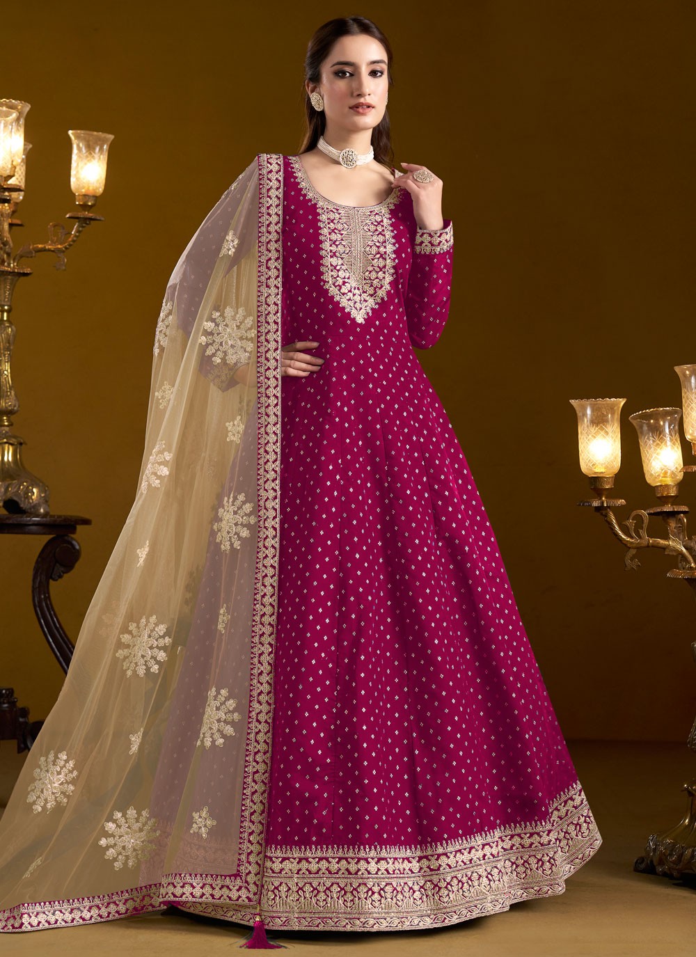 Chanderi Floor Length Anarkali - T3766