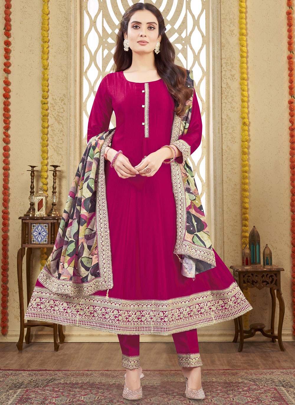 Embroidered Silk Salwar Suit - T4293