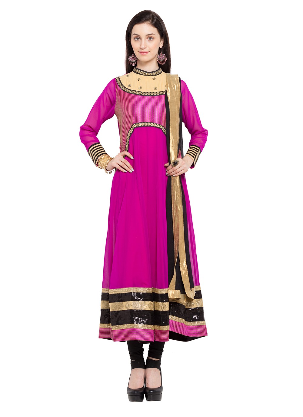 Faux Georgette Anarkali - T275