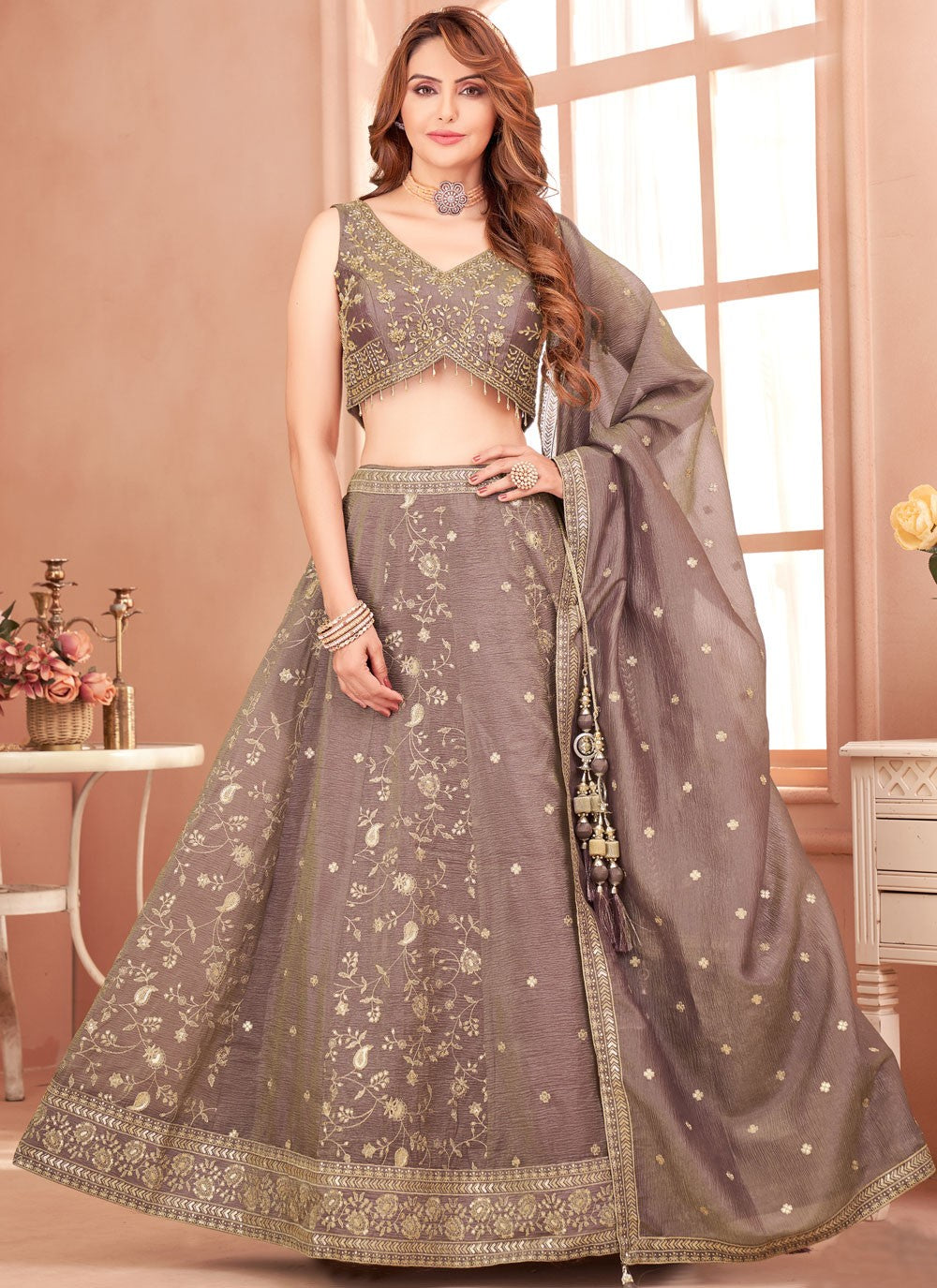 Embroidered Silk Lehenga - L3130