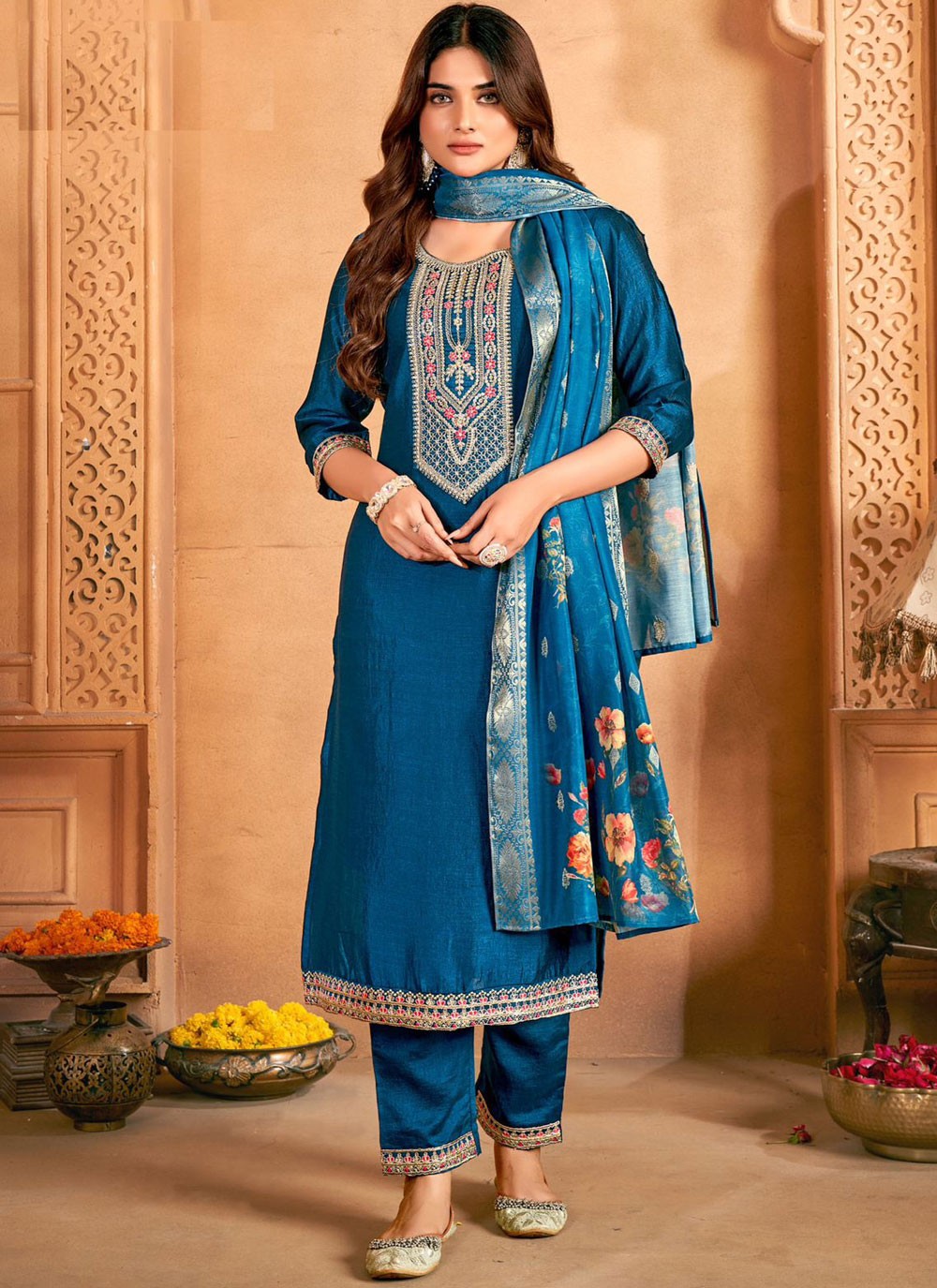 Vichitra Silk Salwar Suit - T3987