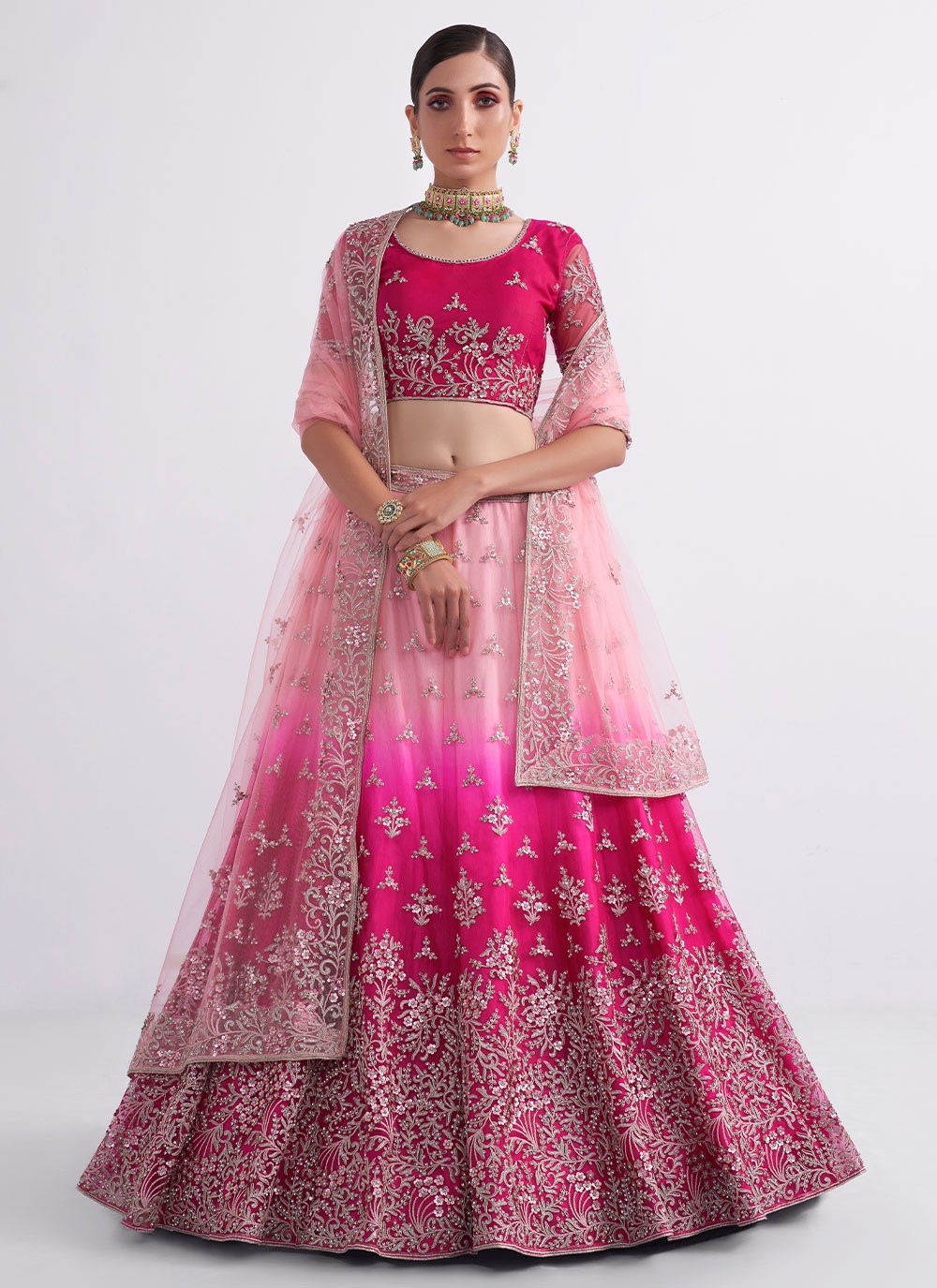 Embroidered Net A - Line Lehenga - L0808