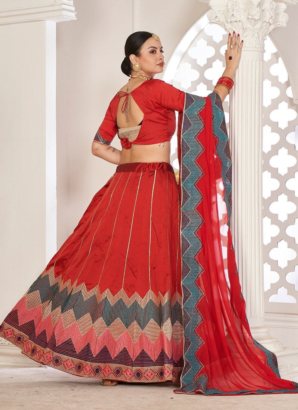 Embroidered Silk A - Line Lehenga - L1756