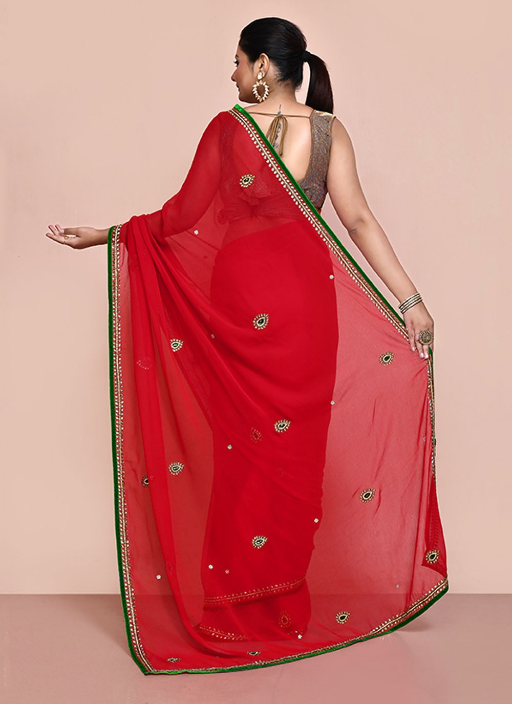 Classic Embroidered Shimmer Saree - S6521