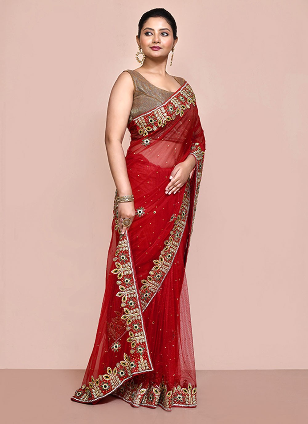 Classic Embroidered Shimmer Saree - S6521