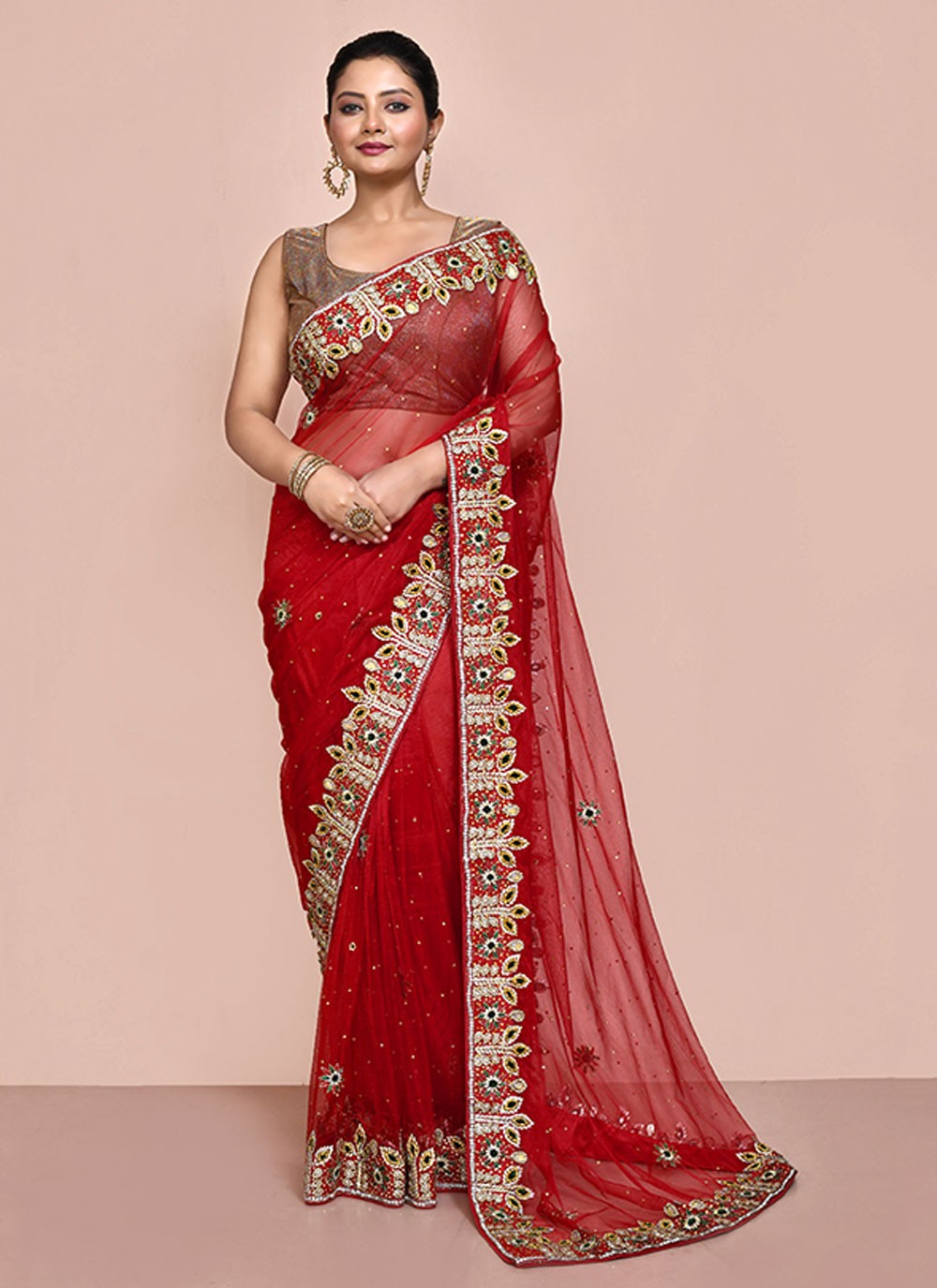 Classic Embroidered Shimmer Saree - S6521