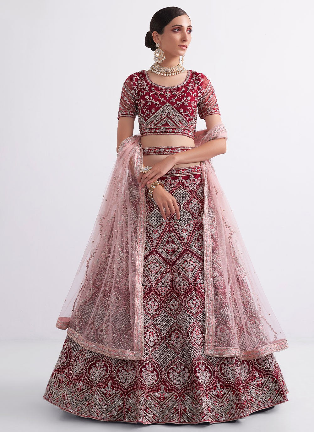 Embroidered Net A - Line Lehenga - L0808