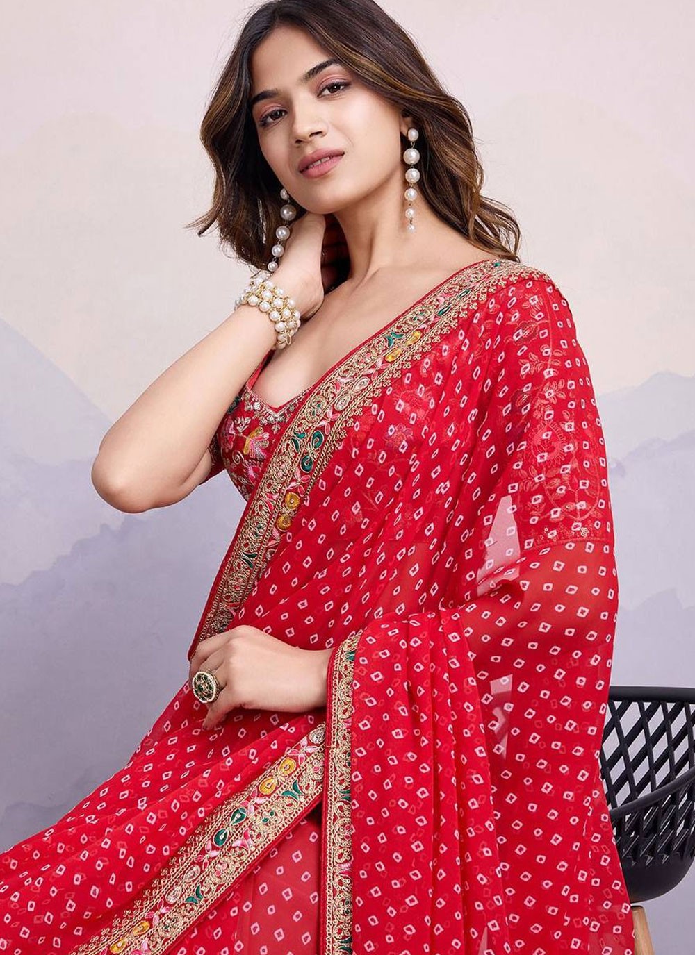 Classic Border Work Georgette Saree - S7884