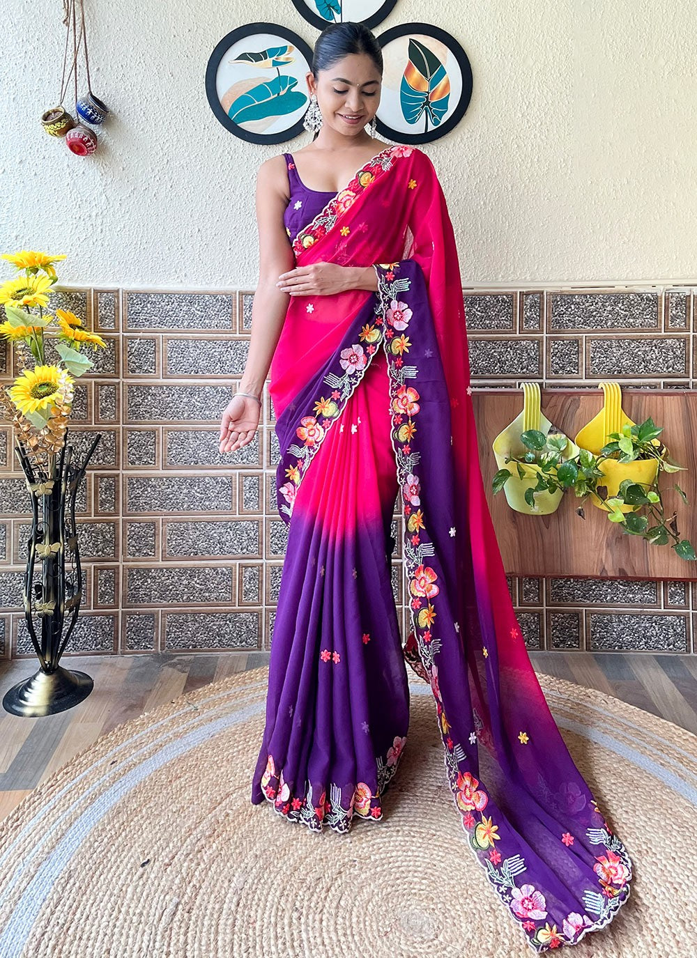 Contemporary Embroidered Georgette Saree - S8512