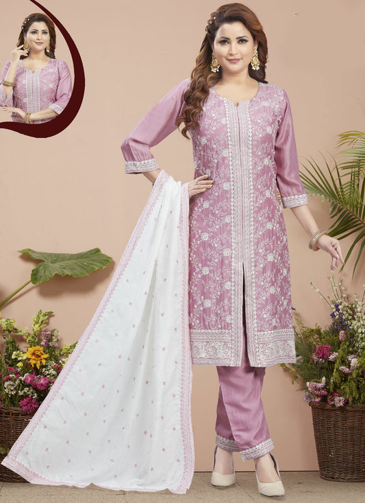 Embroidered Silk Salwar Suit - T4386