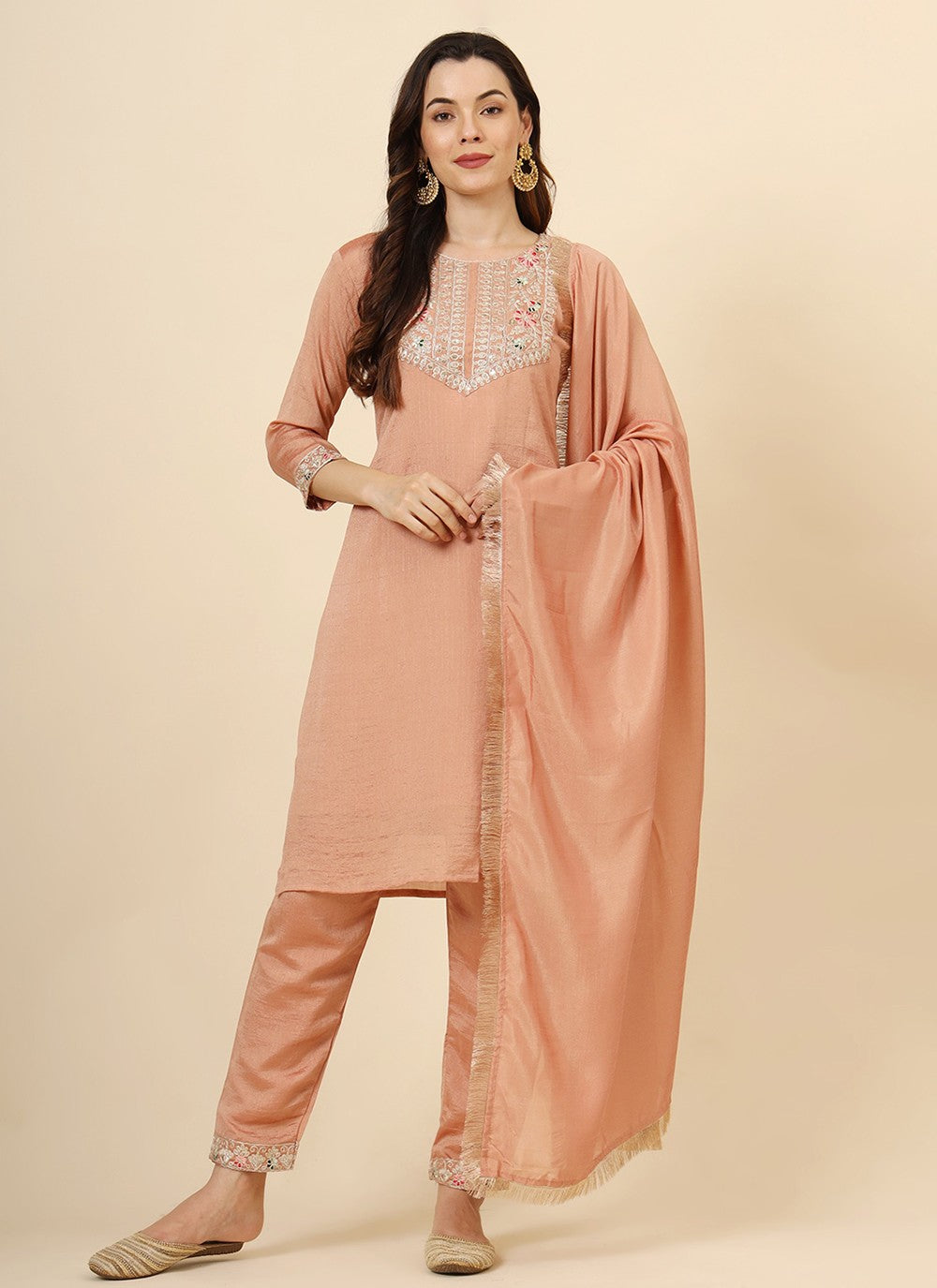 Vichitra Silk Pant Style Suit - T3465