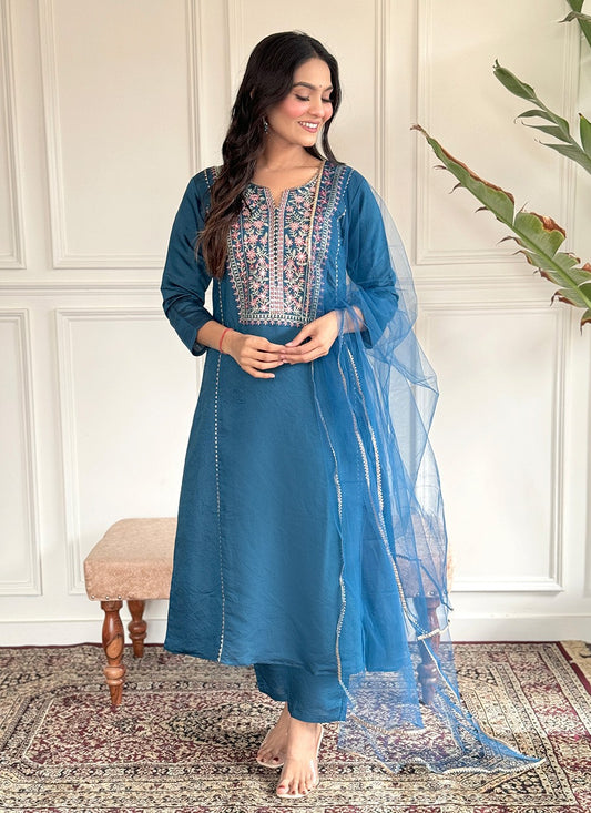 Embroidered Chanderi Salwar Suit - T4508