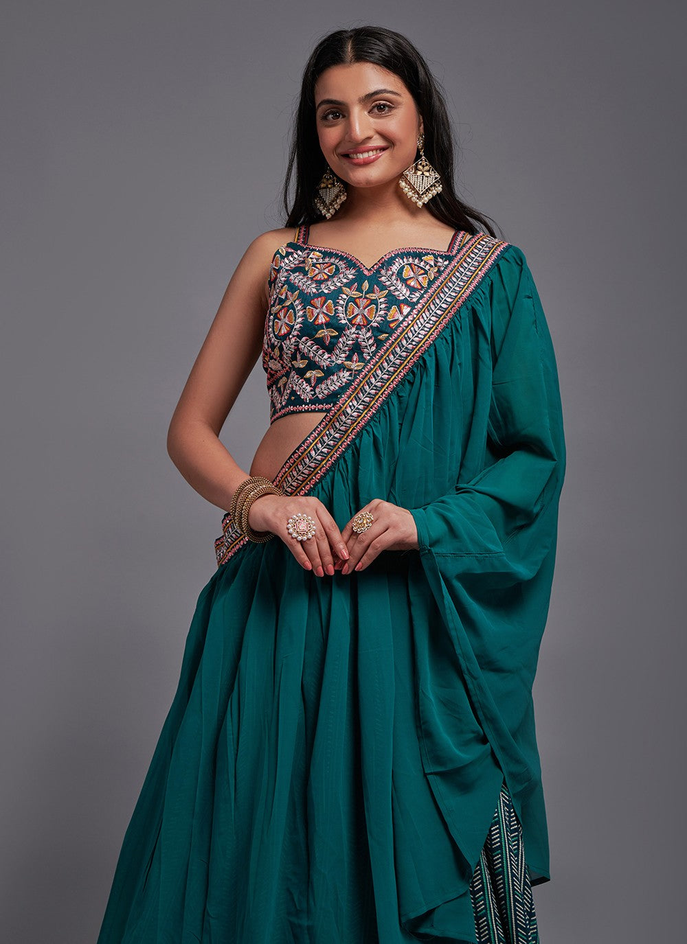 Embroidered Viscose A - Line Lehenga - L1007