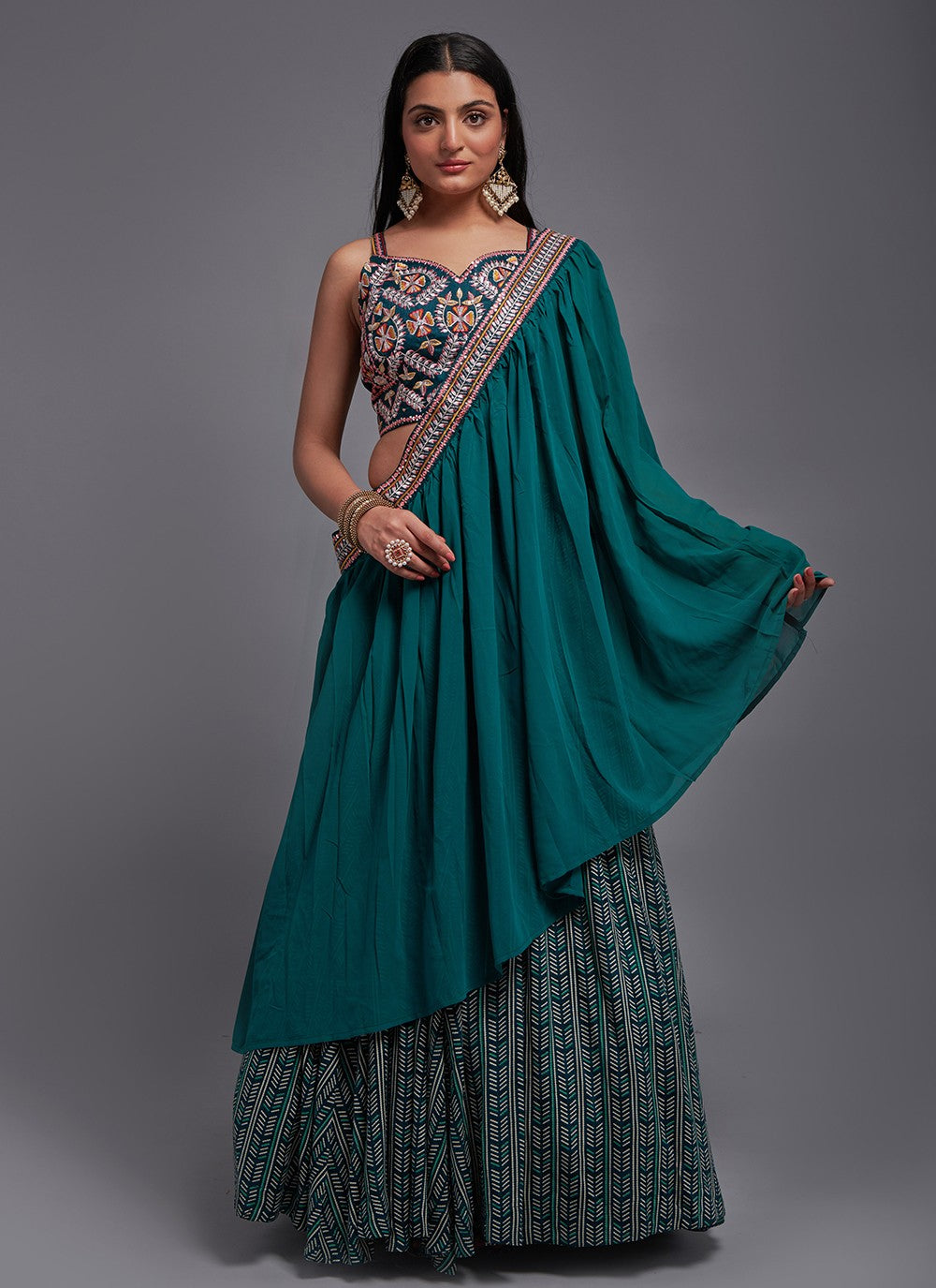 Embroidered Viscose A - Line Lehenga - L1007