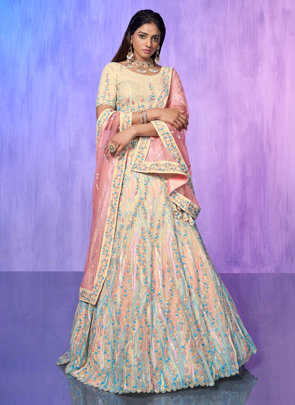 Embroidered Georgette A - Line Lehenga - L1332