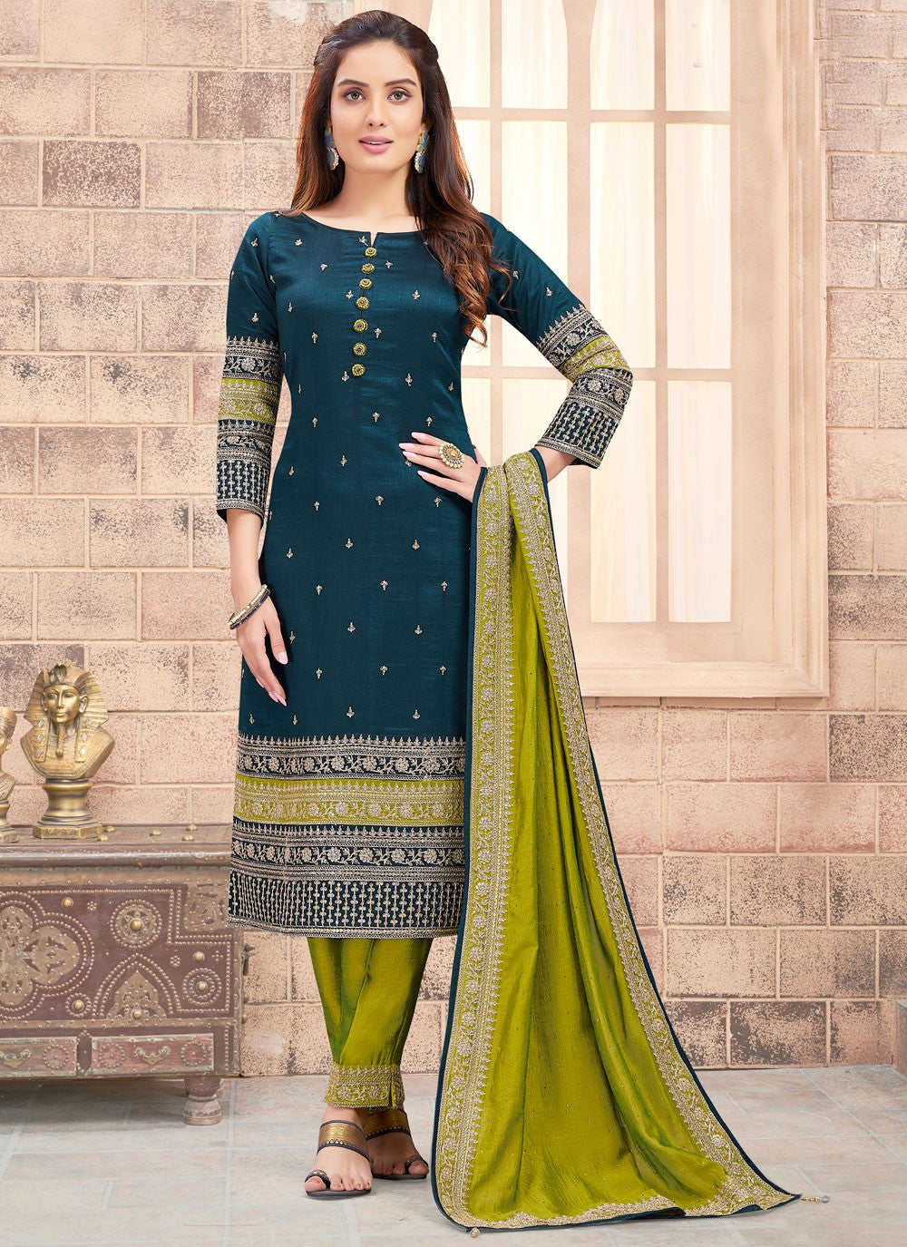 Embroidered Silk Salwar Suit - T4265