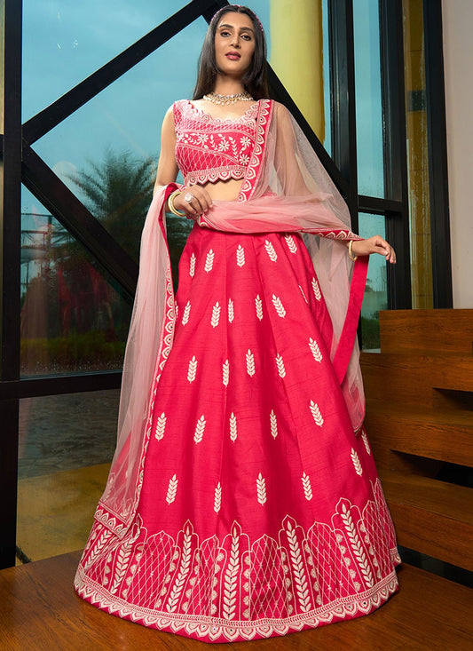 Embroidered Art Silk A - Line Lehenga - L2951