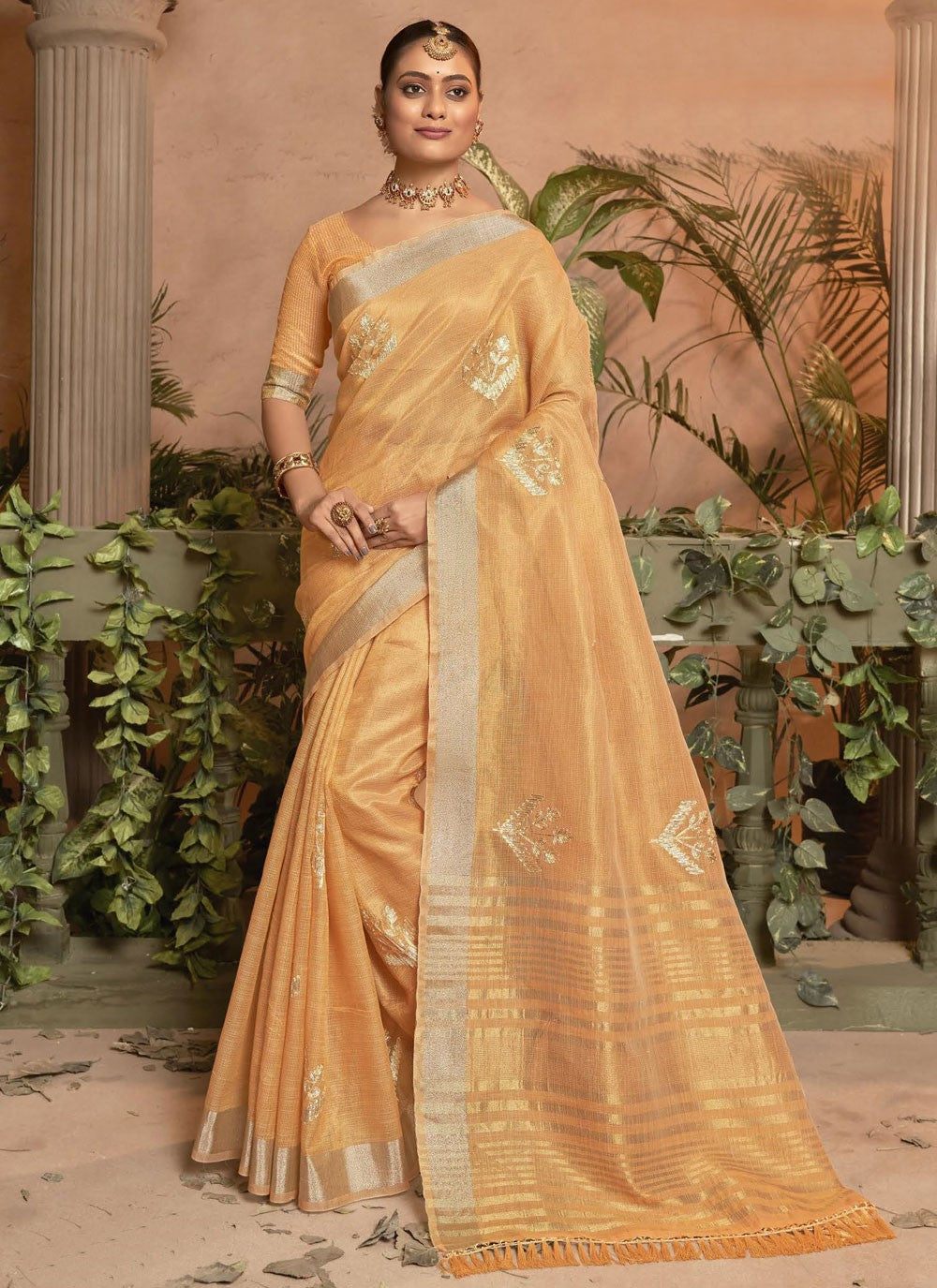 Classic Embroidered Cotton Silk Saree - S4145