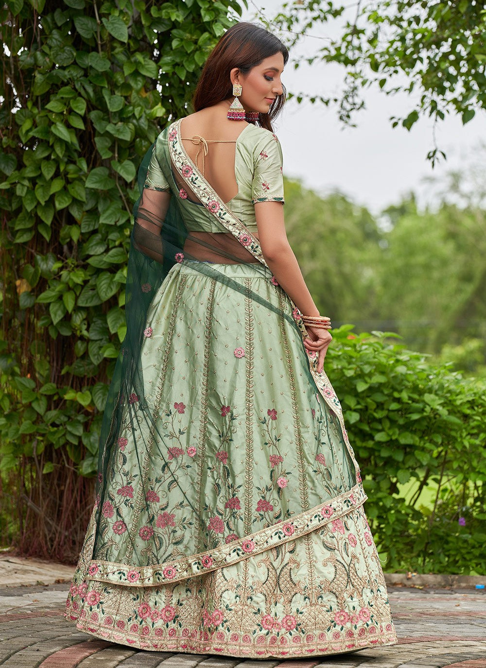 Embroidered Satin Silk A - Line Lehenga - L2106