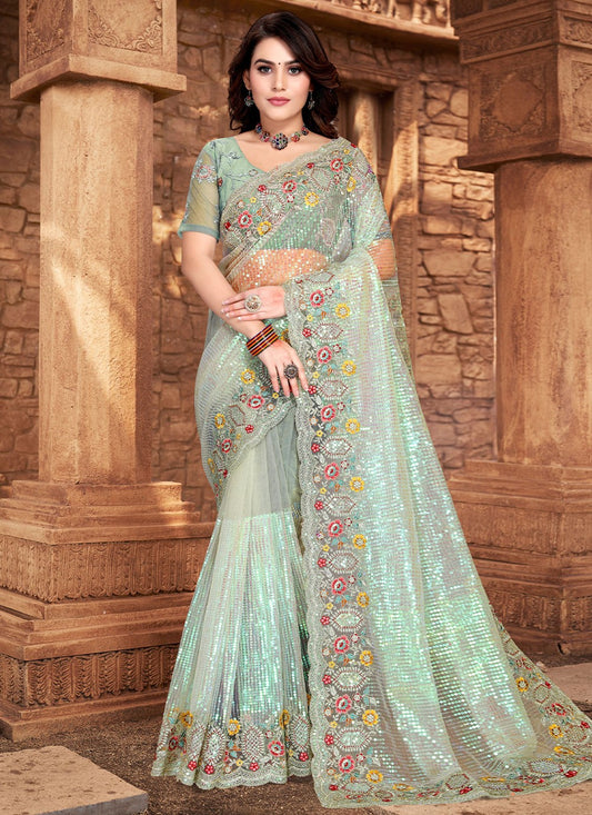 Contemporary Embroidered Net Saree - S2296