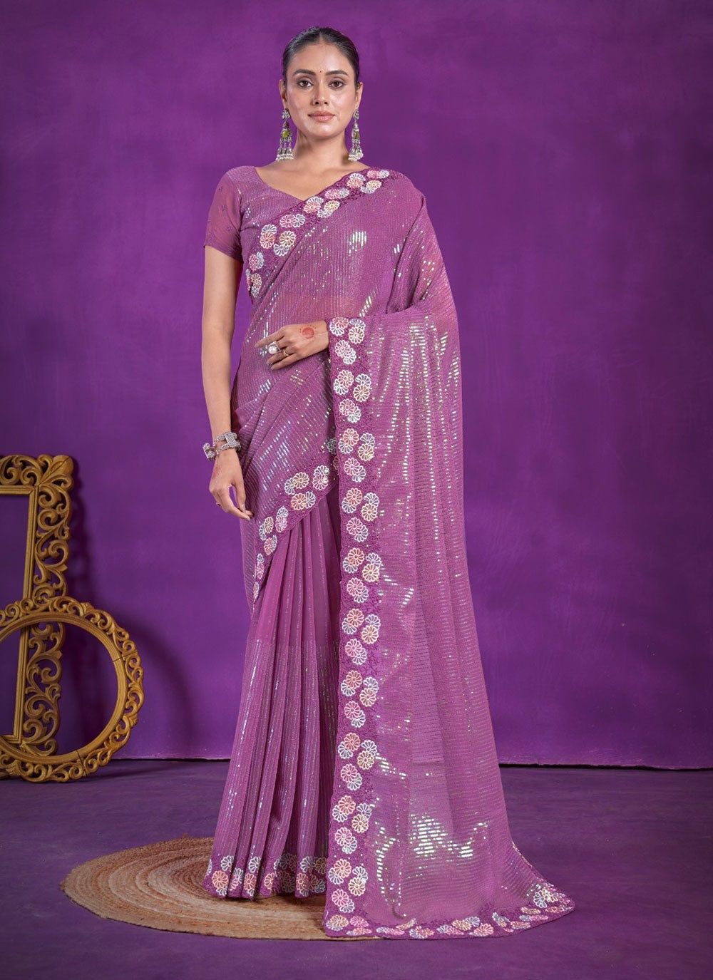 Classic Embroidered Shimmer Saree - S5696