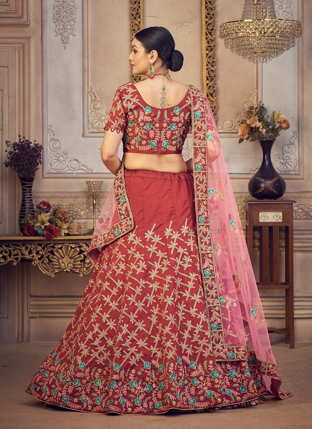 Embroidered Silk A - Line Lehenga - L1756